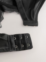 Charcoal Grey DD+ Non Padded Plunge N.Premium Swiss Designed Embroidered Bra - Image 8 of 8