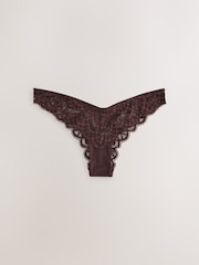 Chocolate Brown Brazilian Lace Knickers 2 Pack - Image 7 of 9
