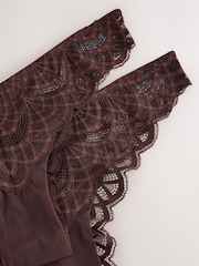 Chocolate Brown Brazilian Lace Knickers 2 Pack - Image 8 of 9