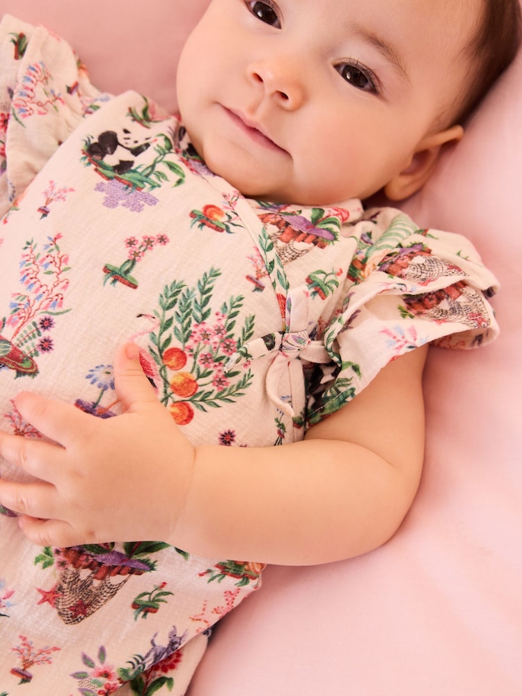 Cream Character Cath Kidston Wrap Over Baby Romper - Image 6 of 6 Cream Character Cath Kidston Wrap Over Baby Romper - Image 6 of 6