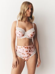 Cream Floral/Rust/Brown High Rise High Leg Microfibre & Lace High Waist Knickers 3 Pack - Image 2 of 6