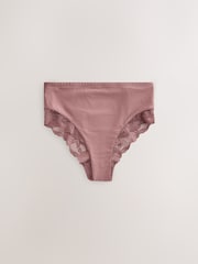 Cream Floral/Rust/Brown High Rise High Leg Microfibre & Lace High Waist Knickers 3 Pack - Image 6 of 6