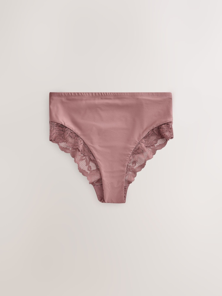 Cream Floral/Rust/Brown High Rise High Leg Microfibre & Lace High Waist Knickers 3 Pack - Image 6 of 6 Cream Floral/Rust/Brown High Rise High Leg Microfibre & Lace High Waist Knickers 3 Pack - Image 6 of 6
