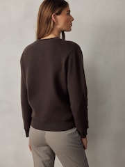 Chocolate Brown Knit Look Crew Long Sleeve Top - Image 2 of 8