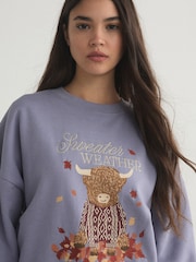 Bleu - Sweat-shirt Hamish à motif graphique automnal - Image 4 de 4