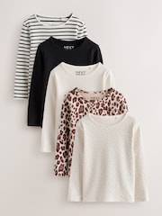 Black Mono Long Sleeve Ribbed Tops 5 Pack (3mths-7yrs) - Image 1 of 9