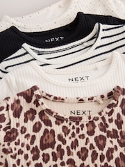 Black Mono Long Sleeve Ribbed Tops 5 Pack (3mths-7yrs) - Image 9 of 9