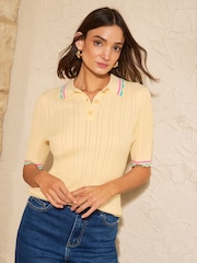 Love & Roses Cream Knitted Collar Detail Top - Image 1 of 4