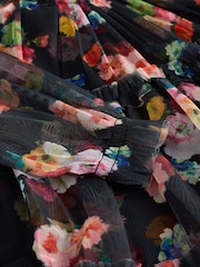 Black Floral Long Sleeve Mesh Dress (3-16yrs) - Image 8 of 8