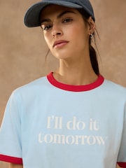 Blue Graphic Crew Neck T-Shirt - Image 1 of 4