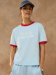 Blue Graphic Crew Neck T-Shirt - Image 2 of 4