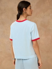 Blue Graphic Crew Neck T-Shirt - Image 4 of 4