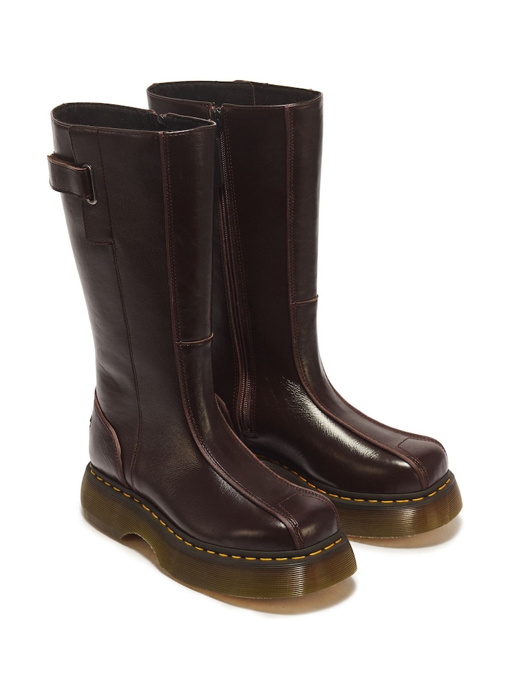 Dr. Martens Brown Buzz Hi Milled Gloss High Boots - Image 2 of 6