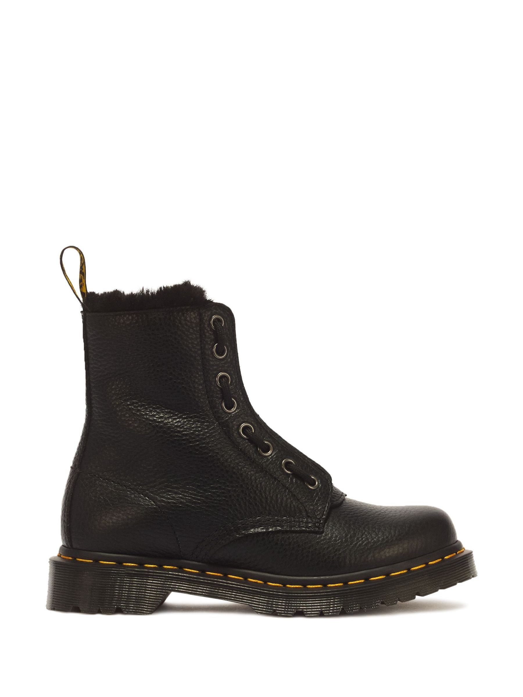 Buy Dr. Martens Black 1460 Faux Fur Zip Milled Nappa Boots from