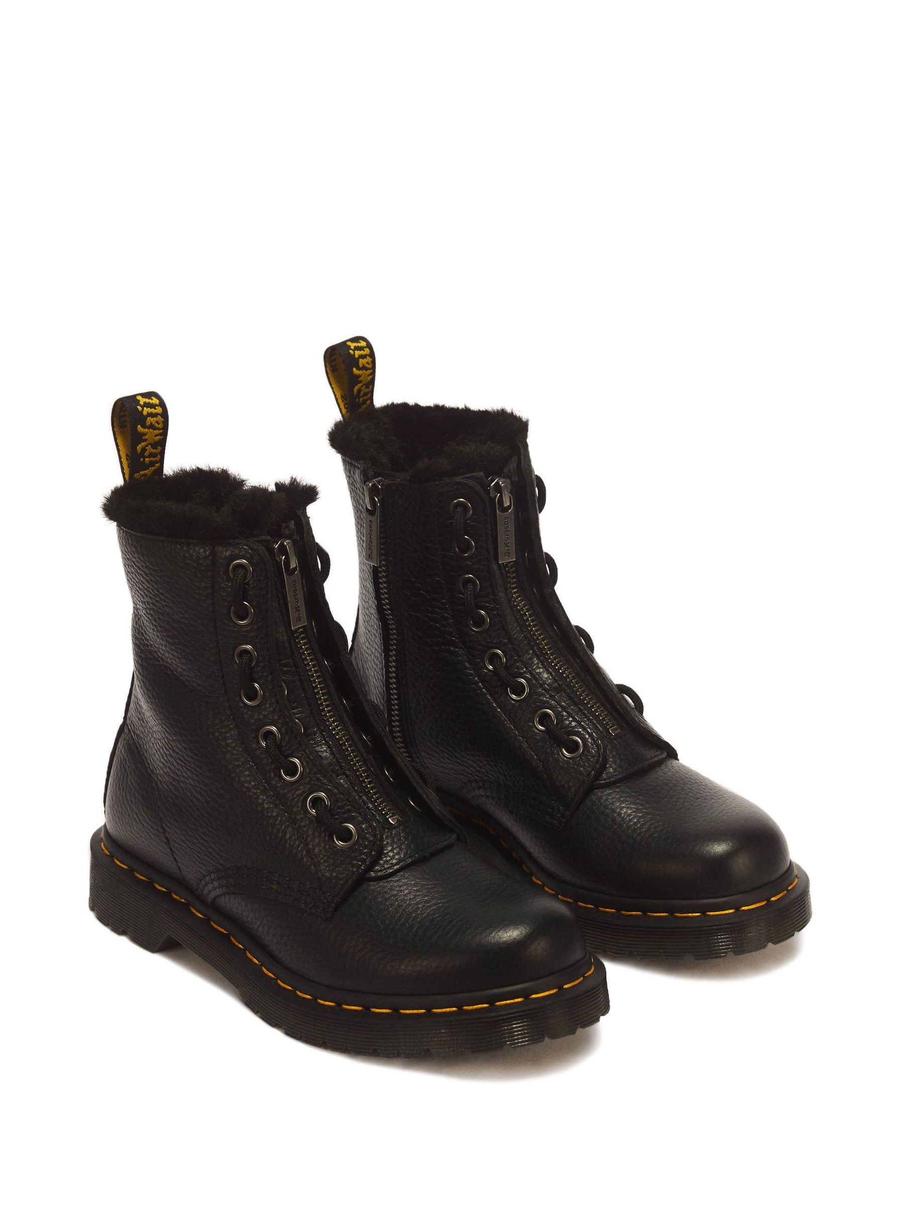 Buy Dr. Martens Black 1460 Faux Fur Zip Milled Nappa Boots from