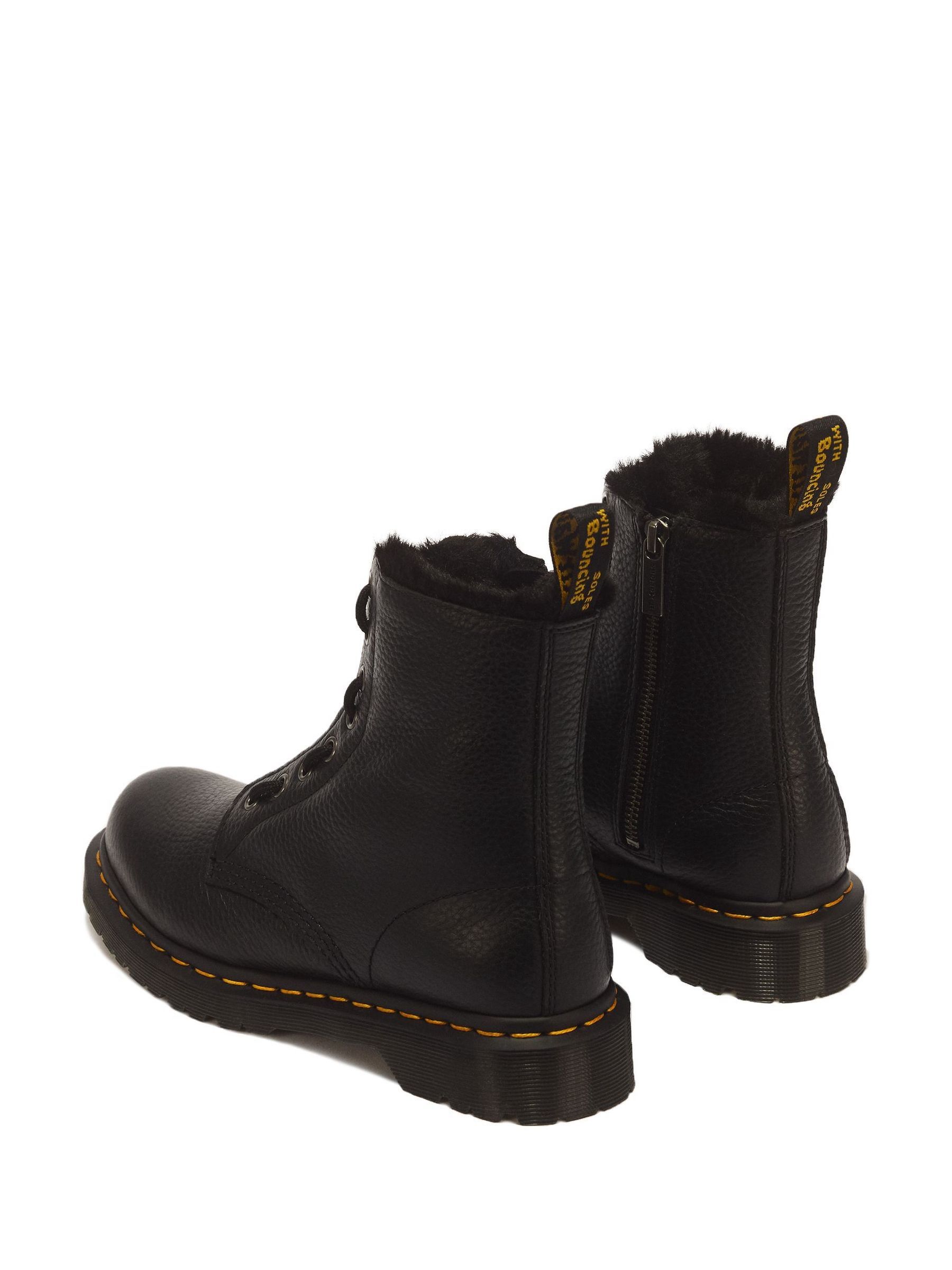 Buy Dr. Martens Black 1460 Faux Fur Zip Milled Nappa Boots from
