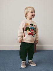 Ecru Printed Crew Neck Sweat Top and Joggers Set (3mths-7yrs) - Image 1 of 3