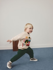 Ecru Printed Crew Neck Sweat Top and Joggers Set (3mths-7yrs) - Image 2 of 3