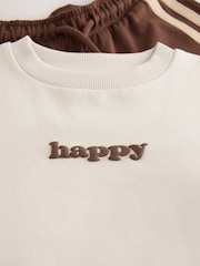 Ecru/Choc Printed Crew Neck Sweat Top and Joggers Set (3mths-7yrs) - Image 5 of 5