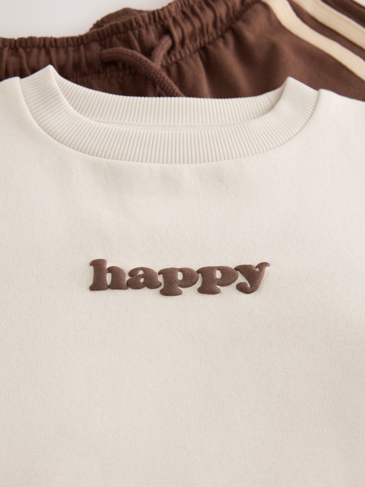 Ecru/Choc Printed Crew Neck Sweat Top and Joggers Set (3mths-7yrs) - Image 5 of 5 Ecru/Choc Printed Crew Neck Sweat Top and Joggers Set (3mths-7yrs) - Image 5 of 5