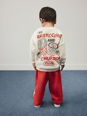Red/Ecru Printed Crew Neck Sweat Top and Joggers Set (3mths-7yrs) - Image 1 of 8