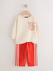 Red/Ecru Printed Crew Neck Sweat Top and Joggers Set (3mths-7yrs) - Image 6 of 8