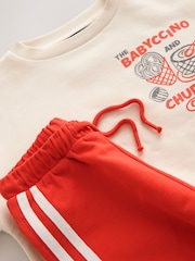 Red/Ecru Printed Crew Neck Sweat Top and Joggers Set (3mths-7yrs) - Image 7 of 8