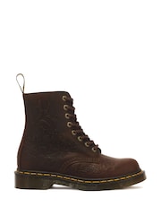 Dr. Martens Brown 1460 Pascal Embossed Floral Crazy horse Boots - Image 1 of 6