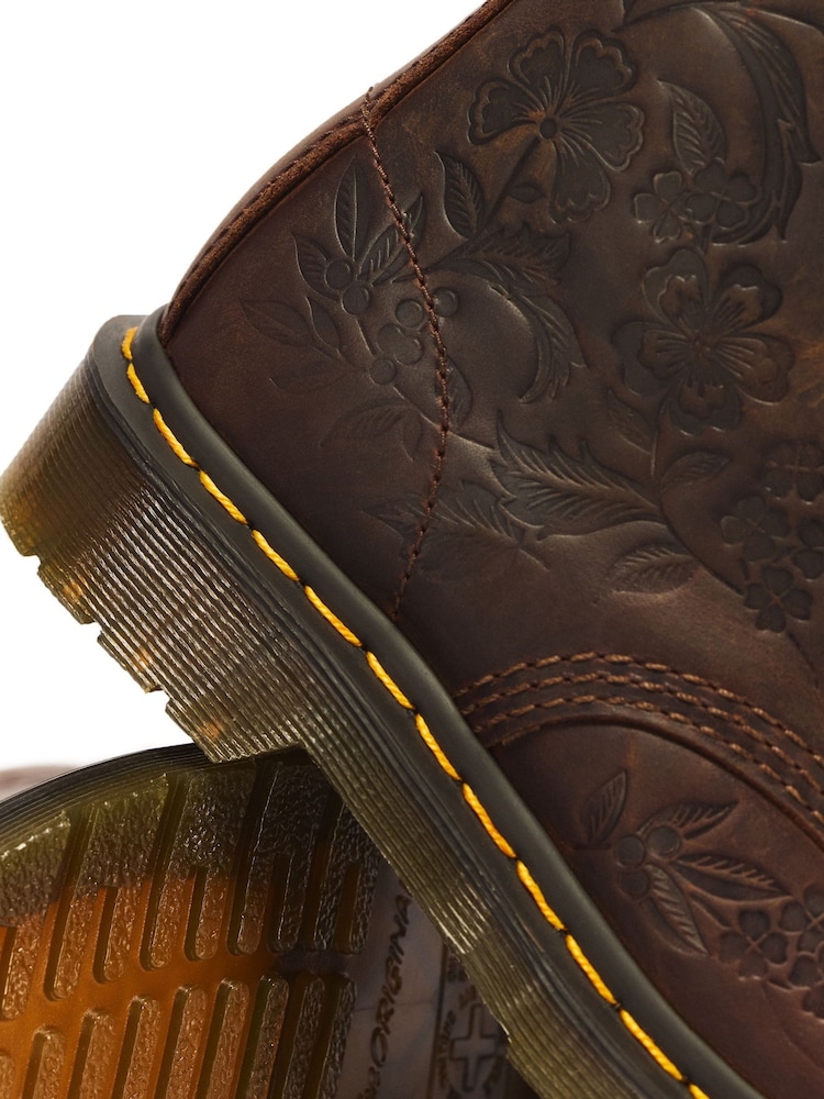 Dr. Martens Brown 1460 Pascal Embossed Floral Crazy horse Boots - Image 6 of 6