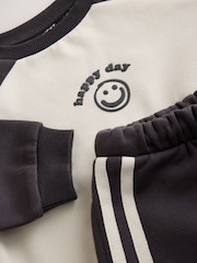Grey/Ecru Crew Neck Joggers Set (3mths-7yrs) - Image 8 of 9