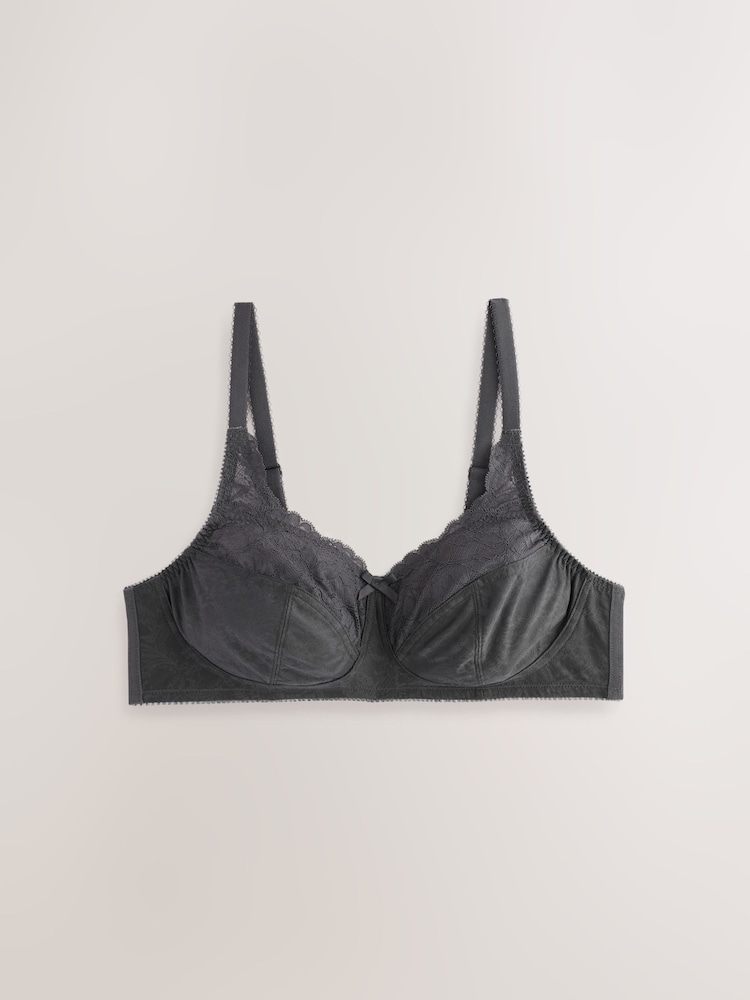 Grey/Purple/Pink Total Support Full Cup Non-Wired Lace Ultimate Comfort Bras 3 Pack - Image 2 of 10