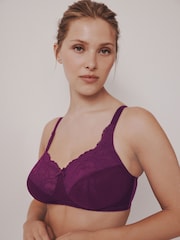 Grey/Purple/Pink Total Support Full Cup Non-Wired Lace Ultimate Comfort Bras 3 Pack - Image 8 of 10