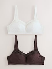 Brown/Cream Total Support Modal & Lace B-H Bras 2 Pack - Image 1 of 10