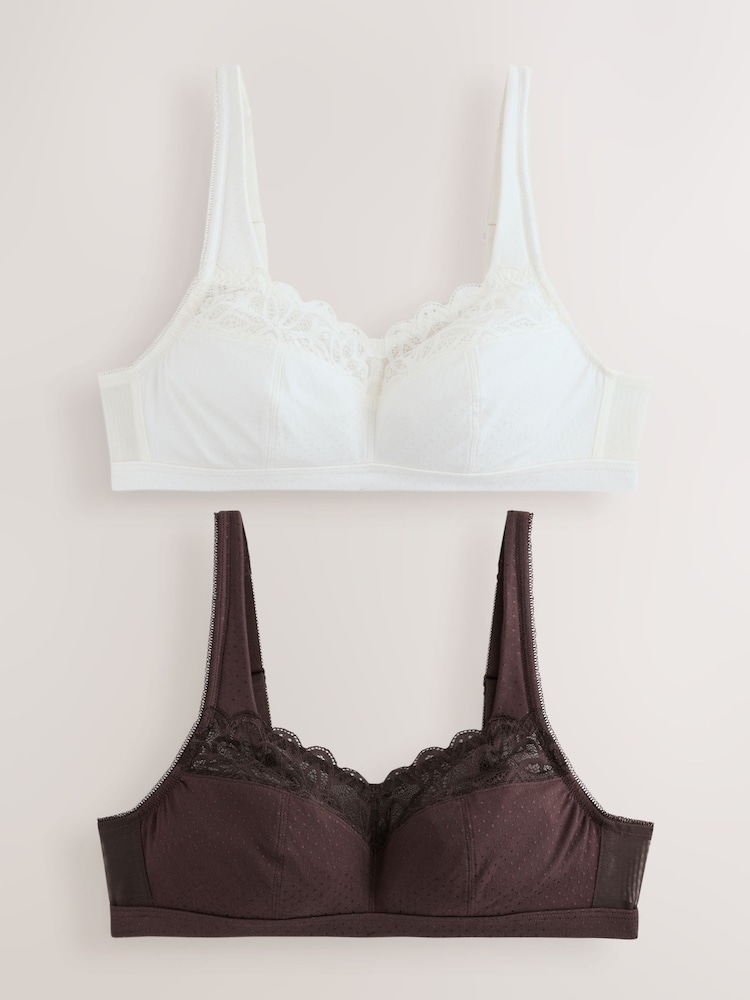 Brown/Cream Total Support Modal & Lace B-H Bras 2 Pack - Image 1 of 10 Brown/Cream Total Support Modal & Lace B-H Bras 2 Pack - Image 1 of 10