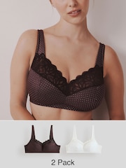 Brown/Cream Total Support Modal & Lace B-H Bras 2 Pack - Image 2 of 10