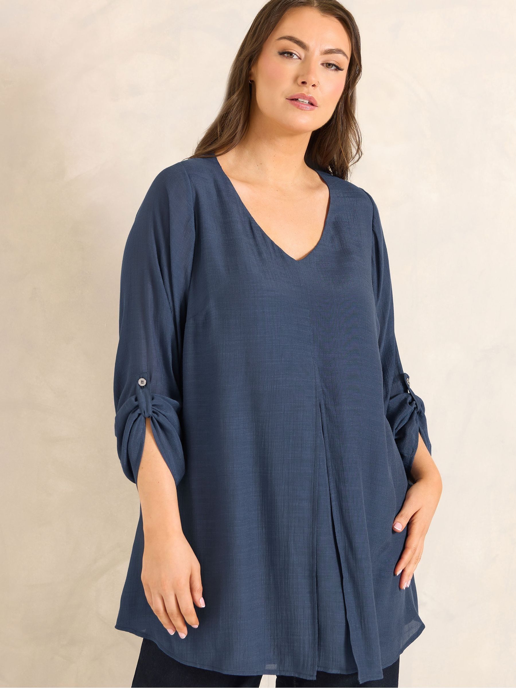 Evans Women's Blue Long Sleeve Double Layer Tunic