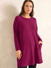 Evans Red Ribbed Drop Pocket Tunic Jumper - Image 1 of 5