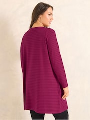 Evans Red Ribbed Drop Pocket Tunic Jumper - Image 2 of 5