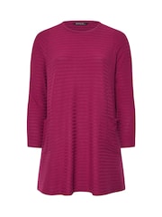 Evans Red Ribbed Drop Pocket Tunic Jumper - Image 5 of 5