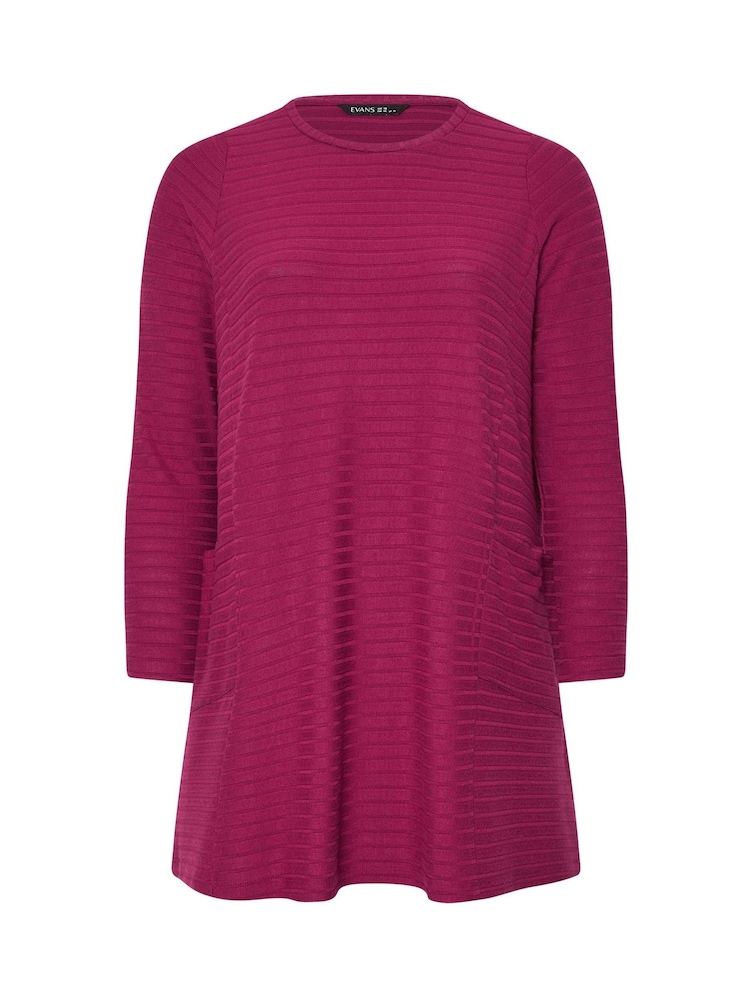 Evans Red Ribbed Drop Pocket Tunic Jumper - Image 5 of 5 Evans Red Ribbed Drop Pocket Tunic Jumper - Image 5 of 5
