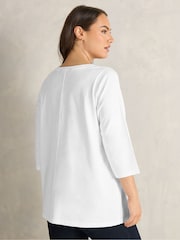 Evans White V Neck Slub T-Shirt - Image 3 of 5
