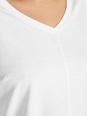 Evans White V Neck Slub T-Shirt - Image 4 of 5
