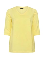 Evans Yellow V Neck Slub T-Shirt - Image 5 of 5