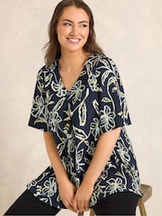 Evans Blue Crinkle Jersey Pleated Swing Top - Image 1 of 5