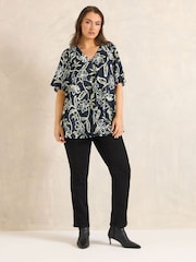 Evans Blue Crinkle Jersey Pleated Swing Top - Image 2 of 5