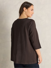 Evans Brown V Neck Slub T-Shirt - Image 4 of 6