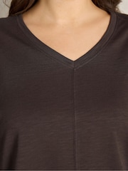 Evans Brown V Neck Slub T-Shirt - Image 5 of 6