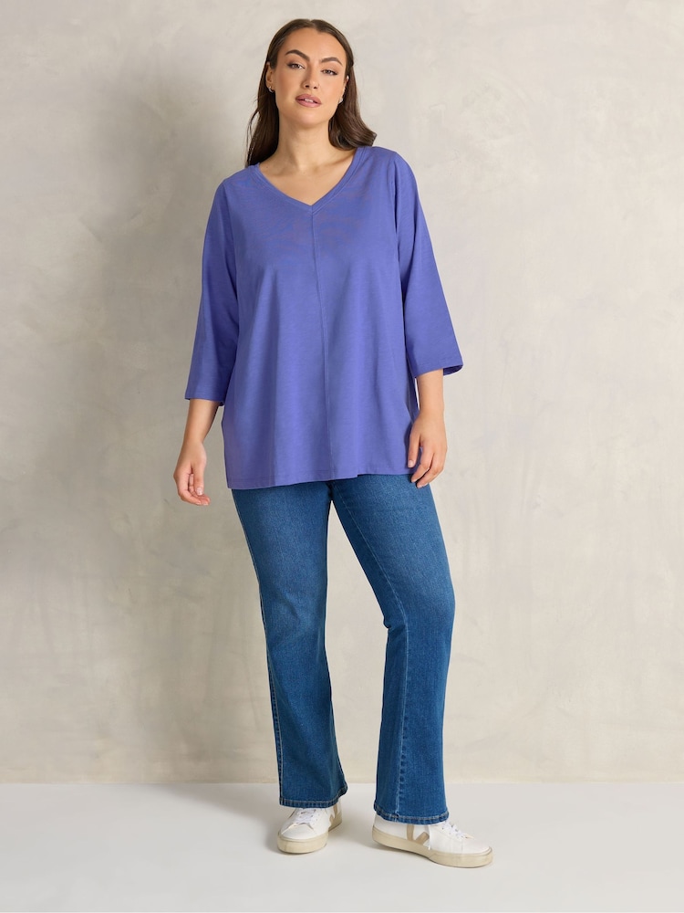 Evans Blue V Neck Slub T-Shirt - Image 2 of 5