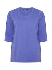 Evans Blue V Neck Slub T-Shirt - Image 5 of 5