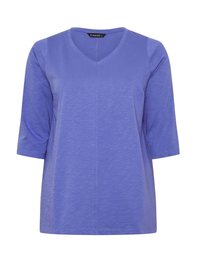 Evans Blue V Neck Slub T-Shirt - Image 5 of 5